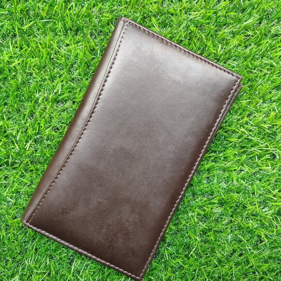 Genuine Leather Slim Long Bifold Wallet, Checkbook Cover with RFID Blocking - Picture 4 of 7